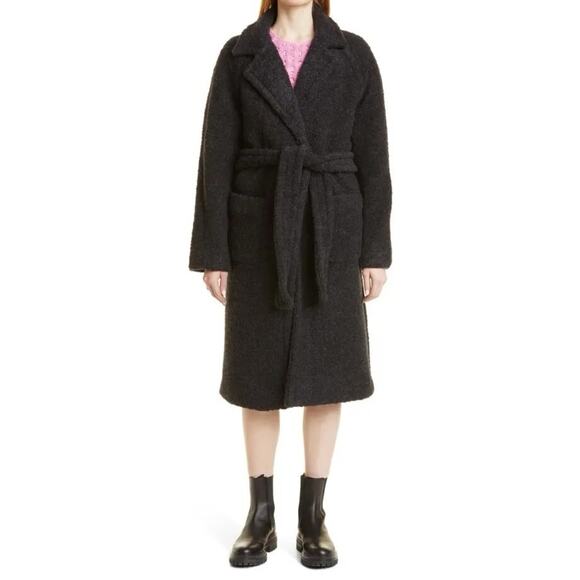 GANNI Boucle Wool Blend Wrap Coat - Picture 12 of 12